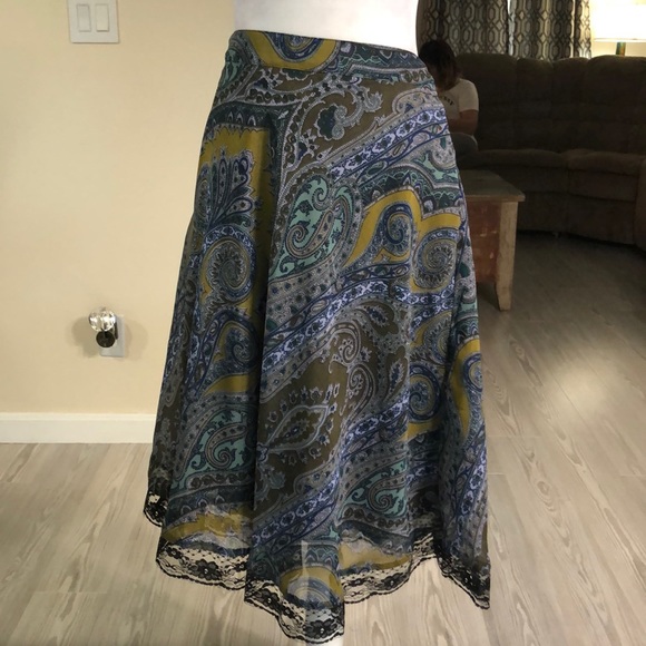 Mix Nouveaux Dresses & Skirts - Blue Green Paisley chiffon skirt